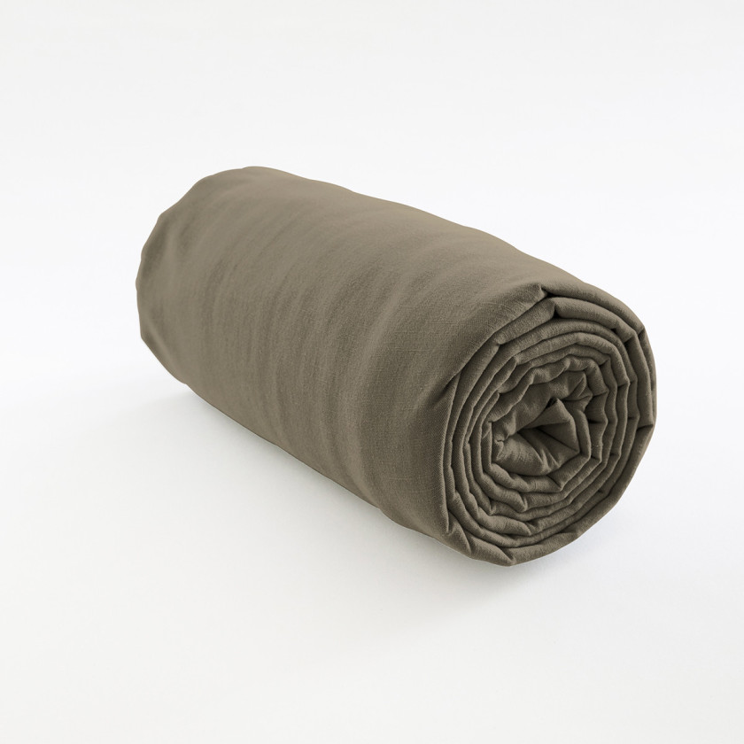 Drap housse taupe