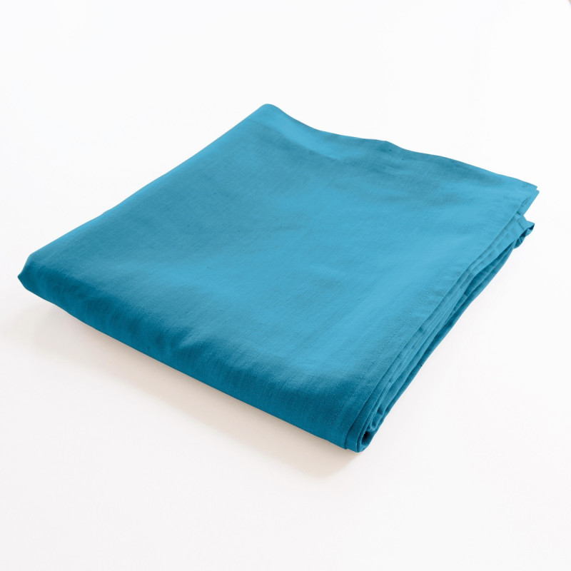 Drap plat bleu paon-Au fil de laine