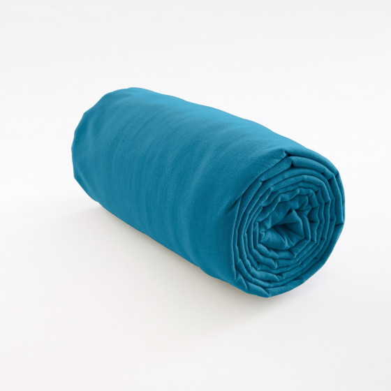 Drap housse bleu paon-Au fil de laine