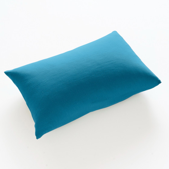 Taie d'oreiller rectangle bleu paon - Au fil de laine